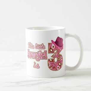 Caneca De Café Aniversário de 3 anos da Cowgirl