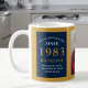 Caneca De Café aniversário de 40 anos 1983 Blue Dourado Add Name  (Criador carregado)