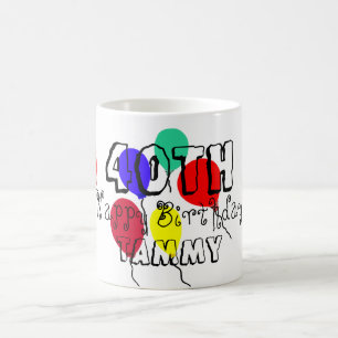 Caneca De Café aniversário de 40 anos Balões Personalizados - Lâm