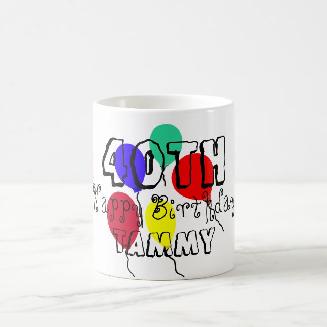 Caneca De Café aniversário de 40 anos Balões Personalizados - Lâm (Centro)