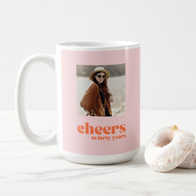 Caneca De Café Aniversário de 40 anos de fotografia personalizada (Com Donut)