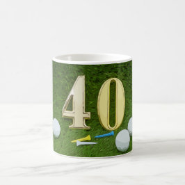 Caneca De Café Aniversário de 40 anos de golfe com bola de golfe 