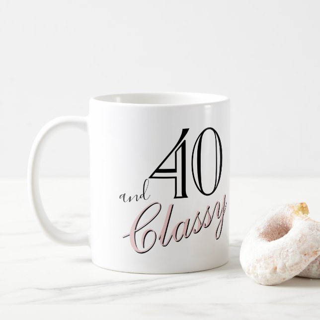 Caneca De Café Aniversário de 40 anos e sofisticado em preto e ro (Com Donut)