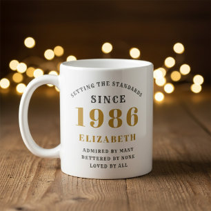 Caneca De Café Aniversário de 40 anos Personalizado 1986 Adiciona