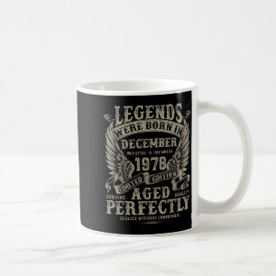 Caneca De Café Aniversário de 47 Anos Para Homens Dezembro 1978 B