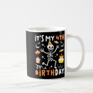 Caneca De Café aniversário de 4 anos crianças esqueleto engraçado