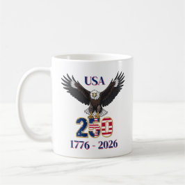 Caneca De Café Aniversário de 4 de Julho 250 Anos EUA Águia Ameri