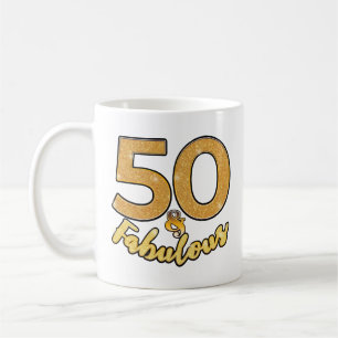 Caneca De Café Aniversário de 50 anos 50 e Fabuloso Efeito Dourad