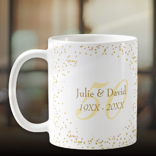 Caneca De Café Aniversário de 50 anos de Casamento Confete de Pó 
