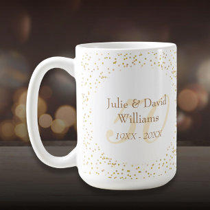 Caneca De Café Aniversário de 50 anos de Casamento Confete de Pó 