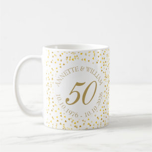 Caneca De Café Aniversário de 50 anos de Casamento Corações de Co