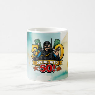 Caneca De Café Aniversário de 50 anos do Mergulhador