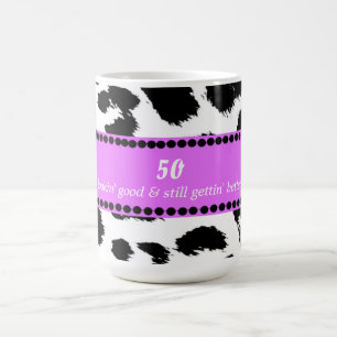 Caneca De Café Aniversário de 50 anos Estampa de Pelo de Leopardo