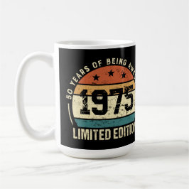 Caneca De Café Aniversário de 50 anos Vintage 1975 Retrô