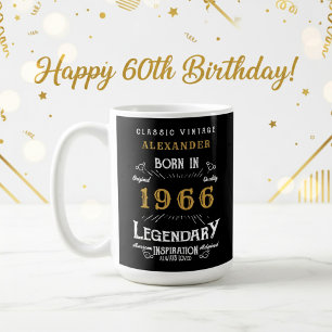 Caneca De Café Aniversário de 60 anos 1966 Lendário Retro