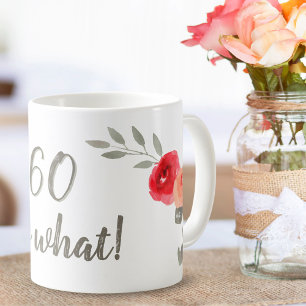 Caneca De Café Aniversário de 60 anos Floral Aquarela Inspirador