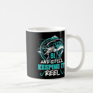 Caneca De Café Aniversário de 61 anos de pesca engraçado 61 Ainda