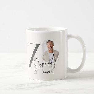 Caneca De Café Aniversário de 70 anos Foto Personalizada Mileston