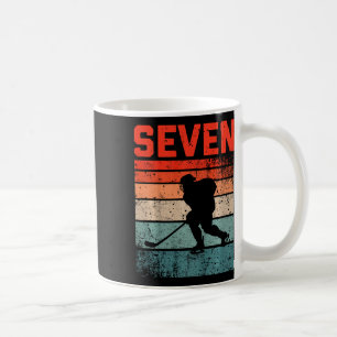 Caneca De Café Aniversário de 7 anos de hóquei no gelo retrô Meni
