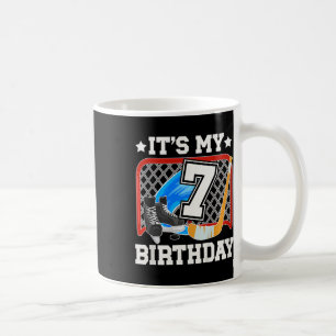 Caneca De Café Aniversário de 7 anos de menino de hóquei no gelo 