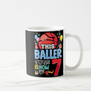 Caneca De Café Aniversário de 7 anos do Basball Bball Este jogado