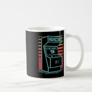Caneca De Café Aniversário de 9 anos de idade jogador retrô desbl