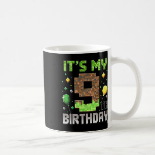 Caneca De Café Aniversário de 9 anos do garoto gamer Pixel 9 anos