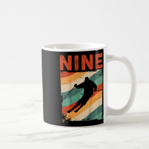 Caneca De Café Aniversário de 9 anos Esqui Retro Meninos Meninas