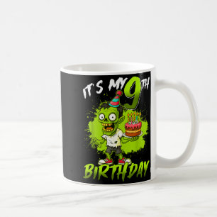 Caneca De Café Aniversário de 9 anos Zumbi 9 Anos de Idade Feliz 