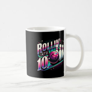 Caneca De Café Aniversário de Boliche Rolando Em 10 Festa 10º Ani