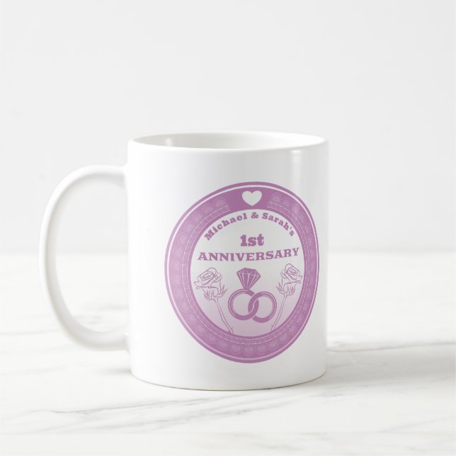 Caneca De Café Aniversário de casamento com visual em renda para  (Esquerda)