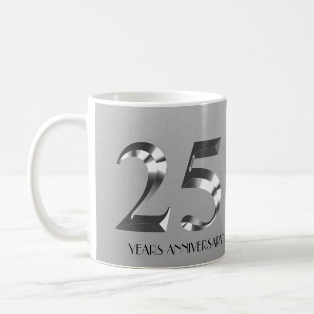 Caneca De Café Aniversário de Casamento de 25 de Prata Metálica (Esquerda)