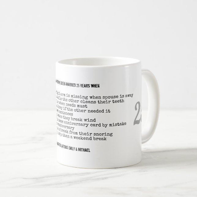 Caneca De Café Aniversário de Casamento de 25 FUNNY Personalizado (Frente Esquerda)