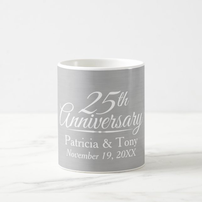 Caneca De Café Aniversário de Casamento de 25 Personalizado (Centro)
