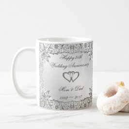 Caneca De Café Aniversário de Casamento de 25 Silver Flourish
