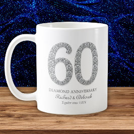 Caneca De Café Aniversário de Casamento de Diamante 60 anos