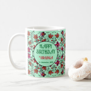 Caneca De Café ANIVERSÁRIO DE FLORES DE DOIS VERMELHOS primavera 