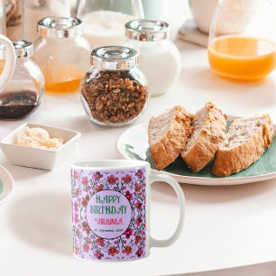 Caneca De Café ANIVERSÁRIO DE FLORES DE DOIS VERMELHOS primavera