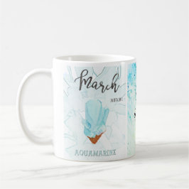 Caneca De Café Aniversário de março: Aquamarine Birthstone e Flor