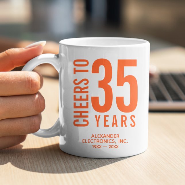 Caneca De Café Aniversário de negócios de 35 anos (Change to ANY YEAR! Lots of other colors and years pre-done for you in our collection.)