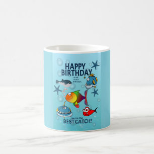 Caneca De Café Aniversário de Peixe Divertido
