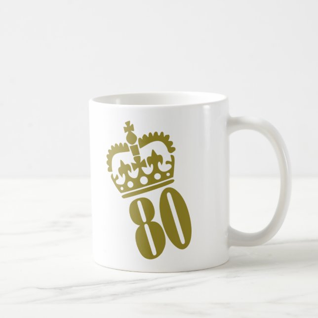 Caneca De Café aniversário do 80 - número - oitenta (Direita)