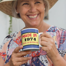 Caneca De Café Aniversário do ano 1974 50 anos cinquenta anos