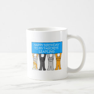 Caneca De Café Aniversário do ano de pulo, soletração american