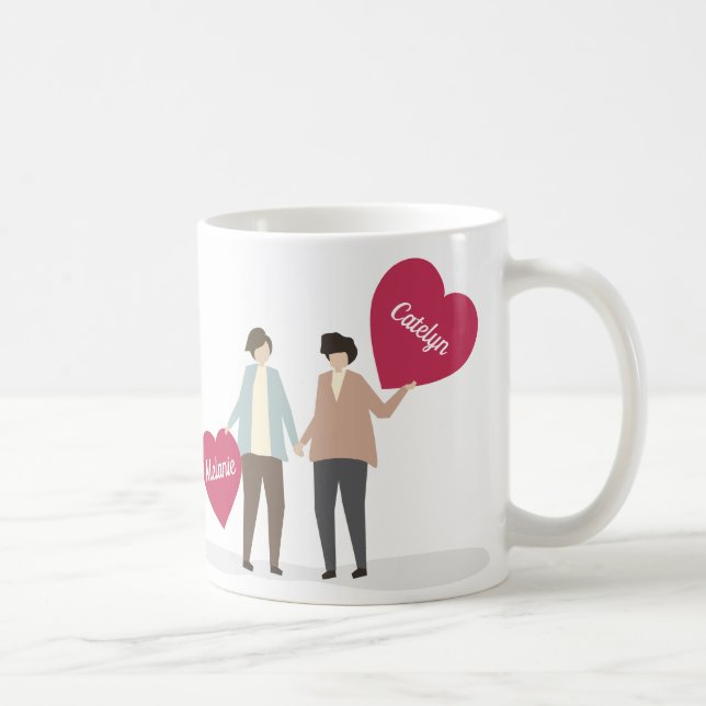 Caneca De Café Aniversário do Casal Lésbico Personalizado e Bonit (Direita)