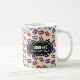 Caneca De Café Aniversário do Padrão Colorido de Macarões Parisie