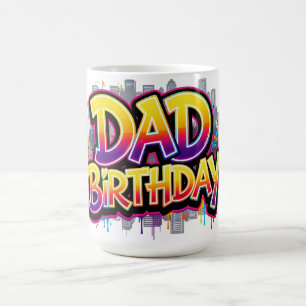 Caneca De Café Aniversário do Papai Cidade Arco-íris Grafite