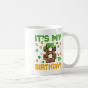 Caneca De Café Aniversário É o meu Oitavo Aniversário Gamer Pixel