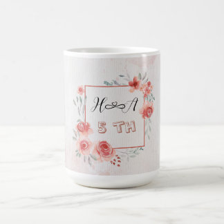 Caneca De Café Aniversário Floral de Primavera | Casamento Modern