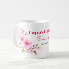 Caneca De Café Aniversário Floral Rustic Pink Cherry Blossom Saku
